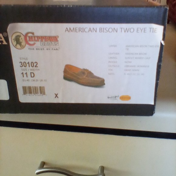 Chippewa Boots Bison Two Eye Tie slip on - Picture 7 of 7